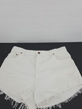 Levi's White Frayed-Hem Denim Shorts